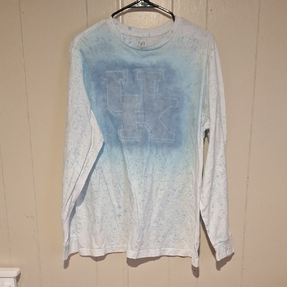 George Men's Blue and White Long Sleeve Shirt Size Large Kentucky Wildcats